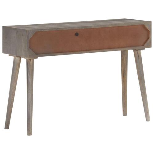 Konsolbord 110x35x75 cm massivt ru mangotræ grå