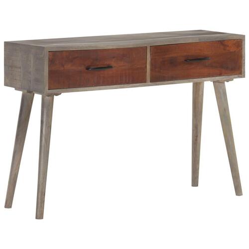 Konsolbord 110x35x75 cm massivt ru mangotræ grå