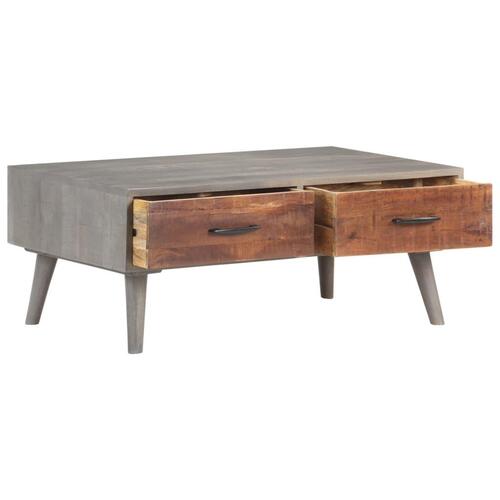 Sofabord 100x60x40 cm massivt ru mangotræ grå