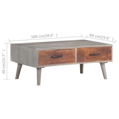 Sofabord 100x60x40 cm massivt ru mangotræ grå