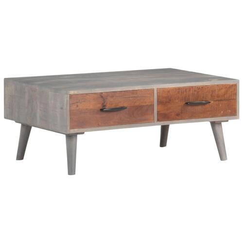 Sofabord 100x60x40 cm massivt ru mangotræ grå