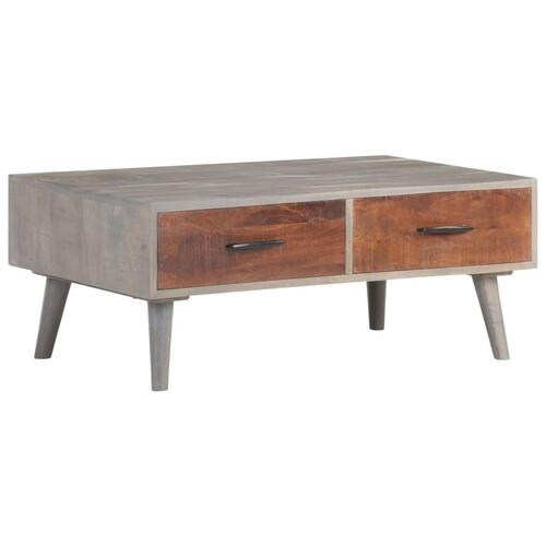 Sofabord 100x60x40 cm massivt ru mangotræ grå
