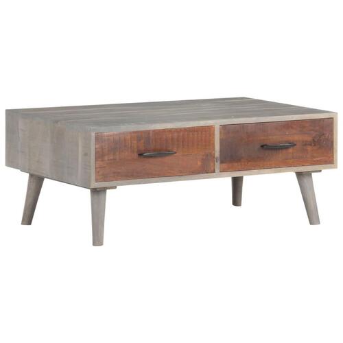 Sofabord 100x60x40 cm massivt ru mangotræ grå