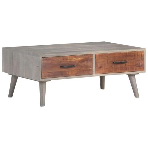 Sofabord 100x60x40 cm massivt ru mangotræ grå