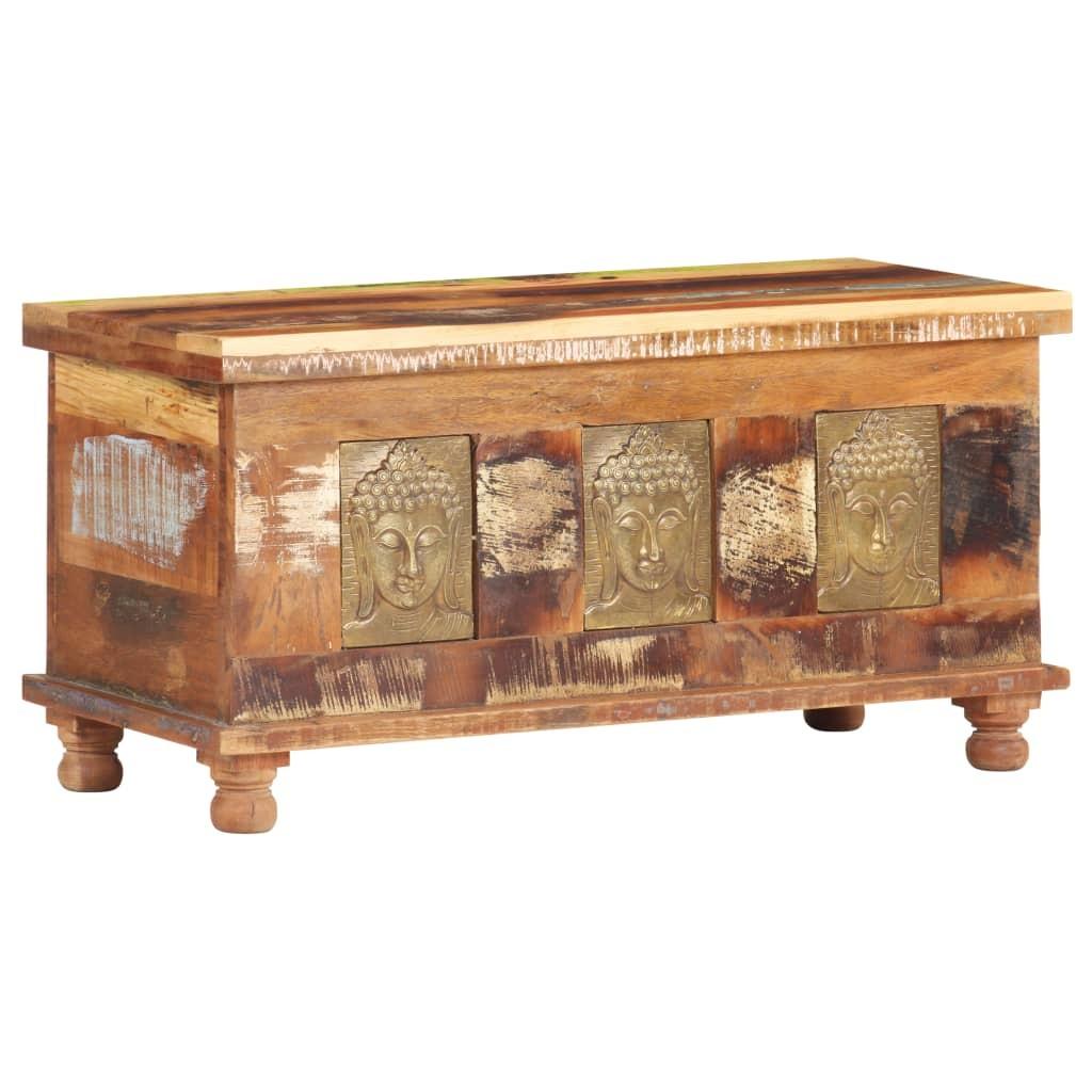 Opbevaringskasse med buddha-billeder 90x35x45 cm genbrugstræ