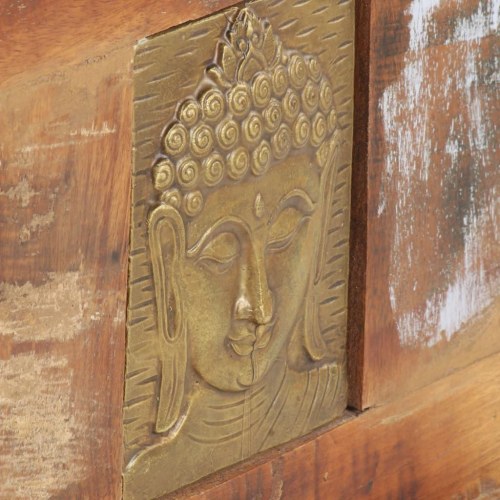Opbevaringskasse med buddha-billeder 90x35x45 cm genbrugstræ