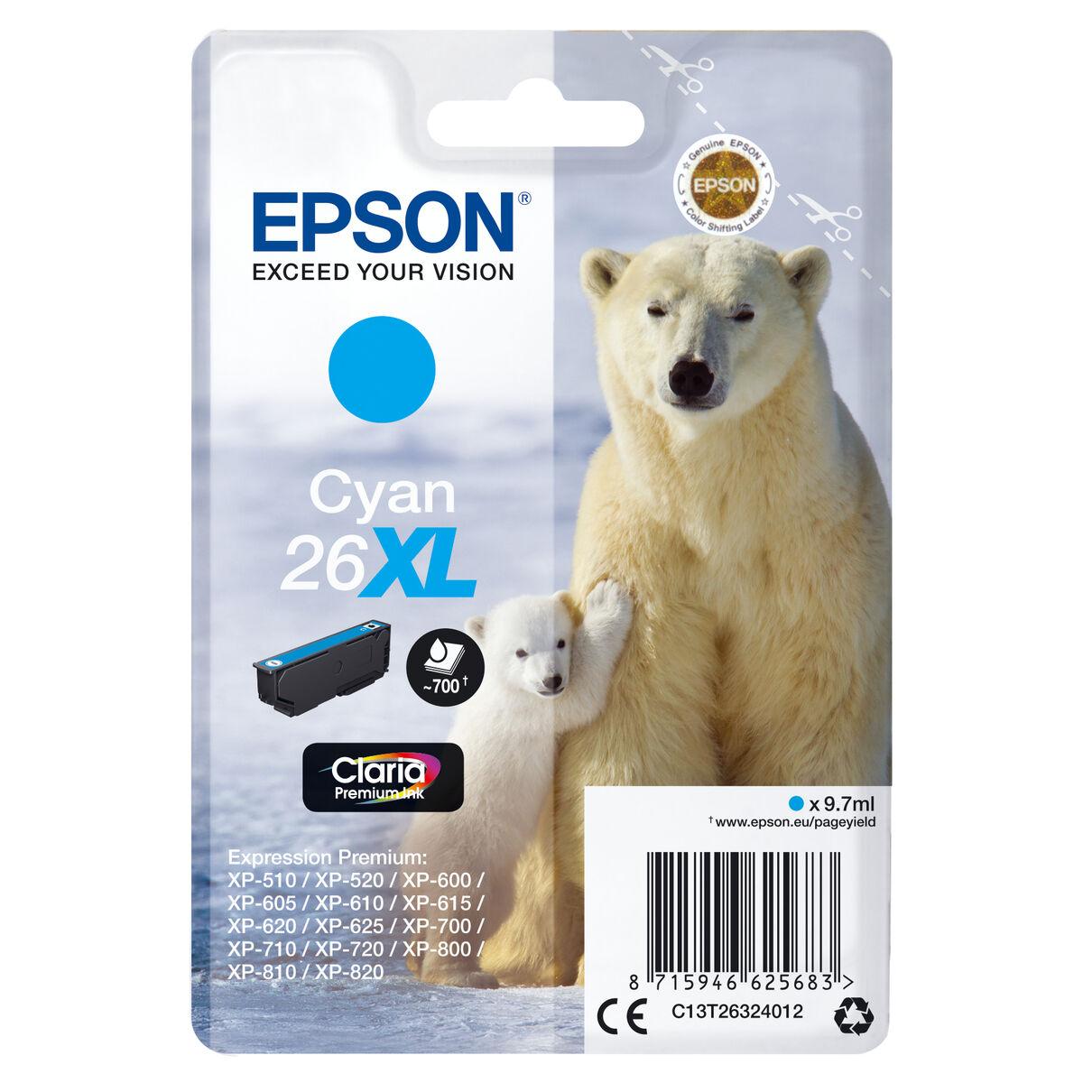 Epson 26XL Cyan - original blækpatron (C13T26324012) billede