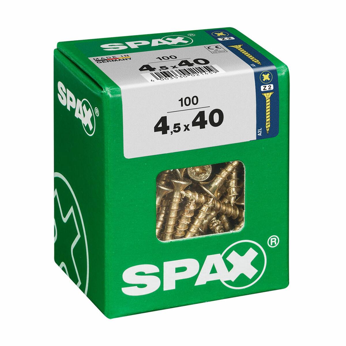 SPAX træskruer med fladt hoved 4,5 × 40 mm - æske á 100