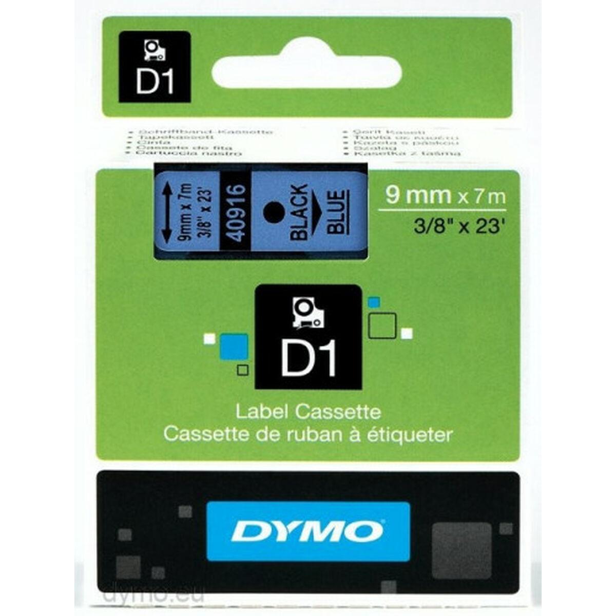 Dymo D1 labeltape 9 mm x 7 m - sort på blå (S0720710) billede