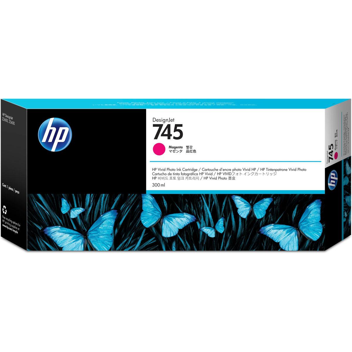 HP Original blækpatron 745 Magenta, 300 ml (F9K01A) billede