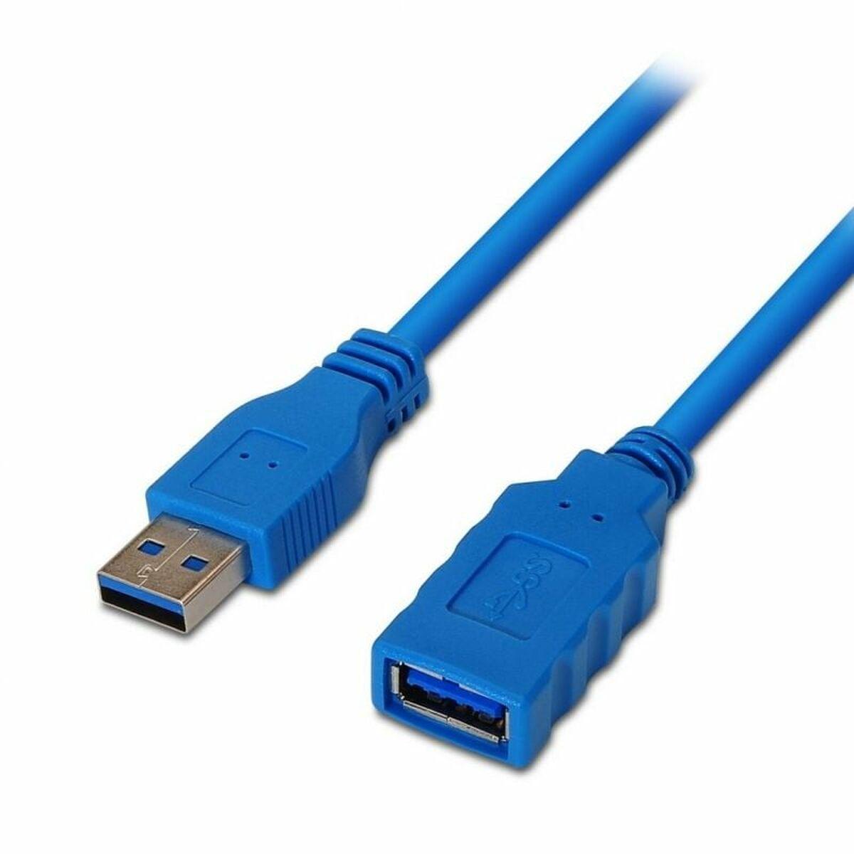 Aisens USB forlængerkabel - USB-A han til USB-A hun, blå, 1 m