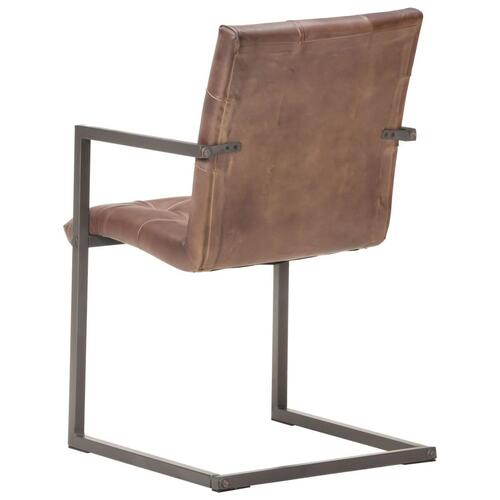 Spisebordsstole 2 stk. med cantilever-design ægte læder brun