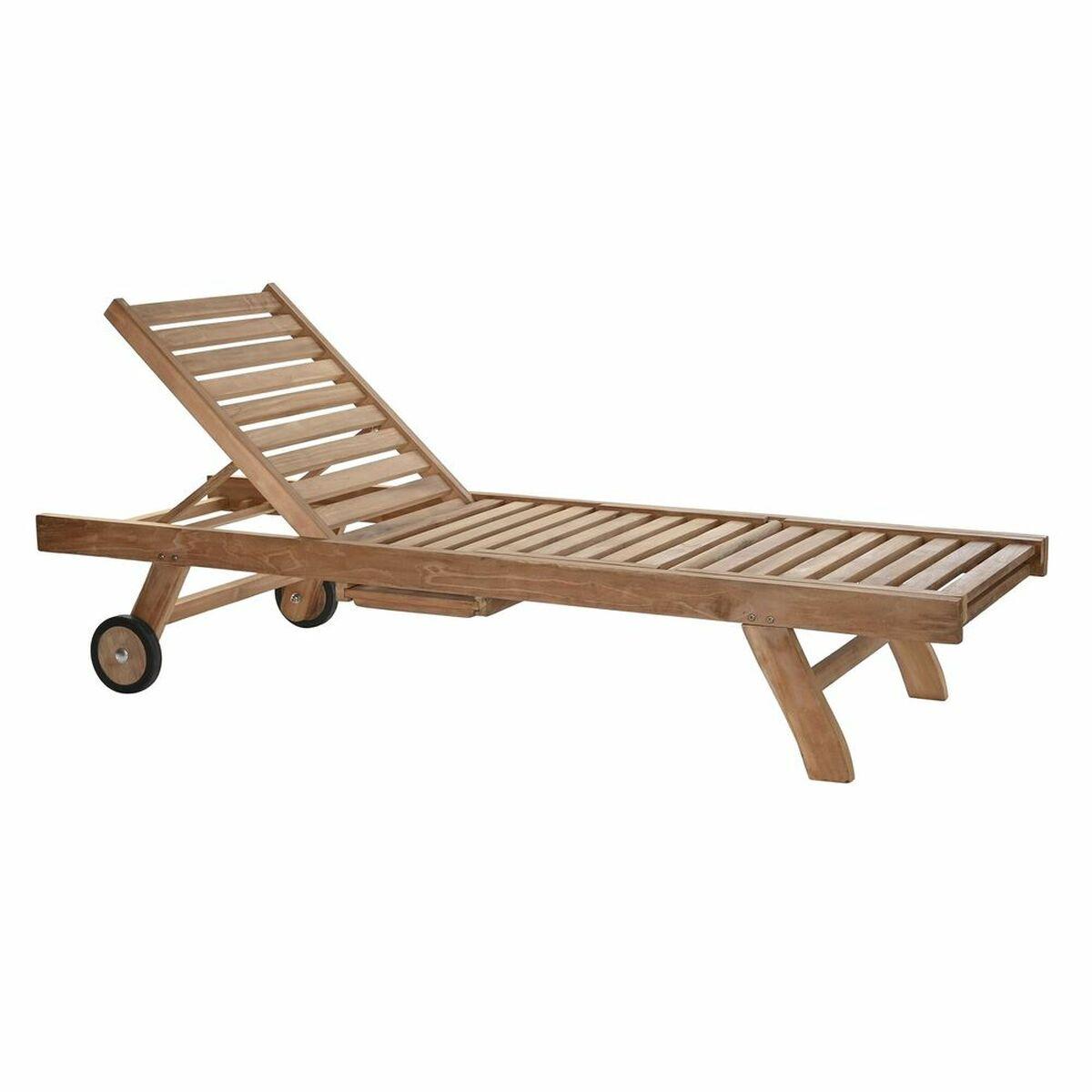 Solstol i teak med hjul - brun, 200 × 65 × 36 cm