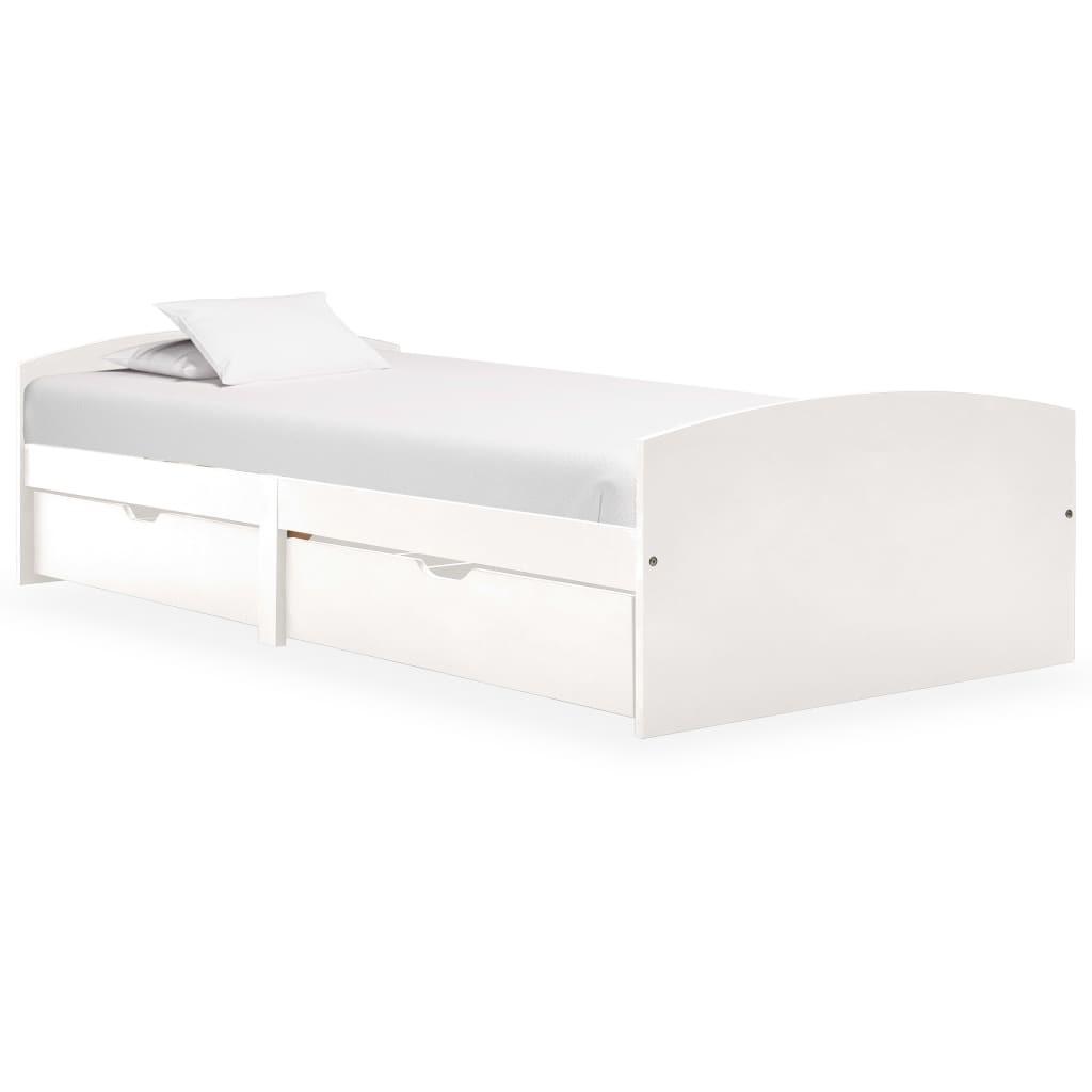 Sengestel med 2 skuffer uden madras 90x200 cm hvid