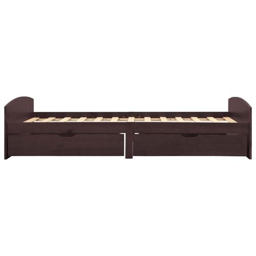 Sengestel med 2 skuffer 90x200 cm massivt fyrretræ mørkebrun
