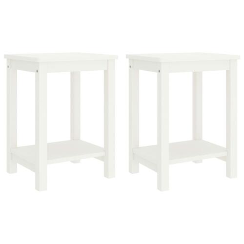 Sengeborde 2 stk. 35x30x47 cm massivt fyrretræ hvid