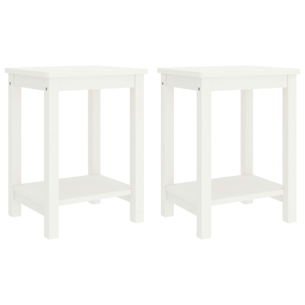 Sengeborde 2 stk. 35x30x47 cm massivt fyrretræ hvid