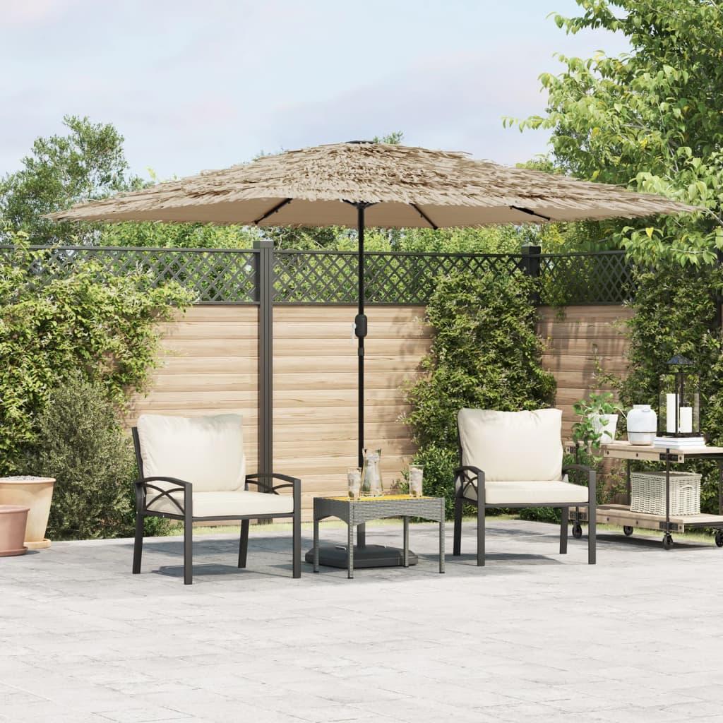 Haveparasol med LED-lys og stålstang 290x290x238 cm brun billede