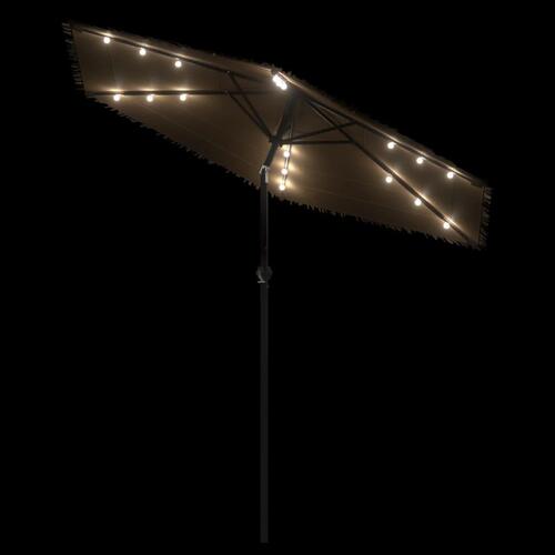 Haveparasol med LED-lys og stålstang 223x223x231 cm brun