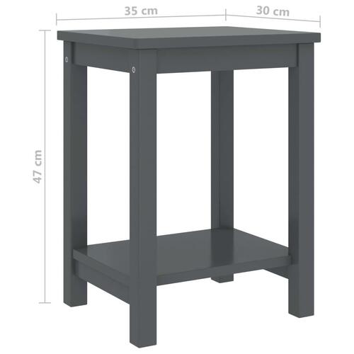 Sengeskabe 2 stk. 35x30x47 cm massivt fyrretræ mørkegrå