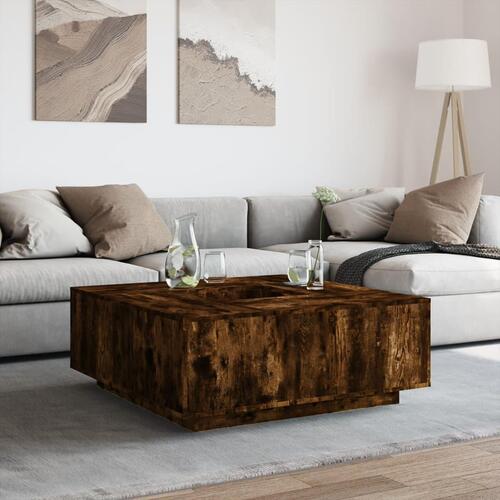 Sofabord 100x100x40 cm konstrueret træ røget egetræsfarve