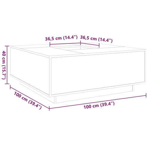 Sofabord 100x100x40 cm konstrueret træ røget egetræsfarve