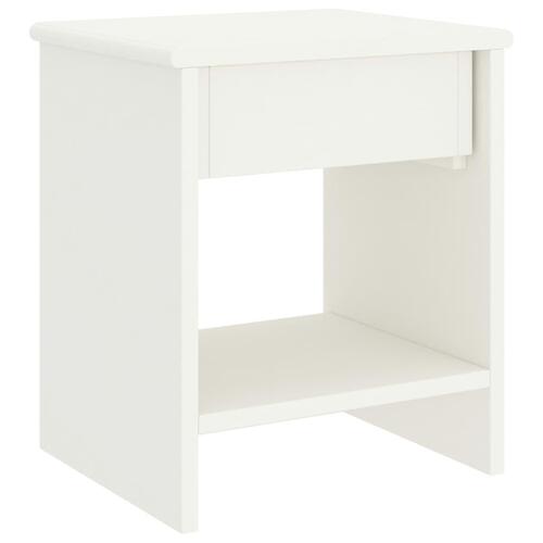 Sengebord 35x30x40 cm massivt fyrretræ hvid