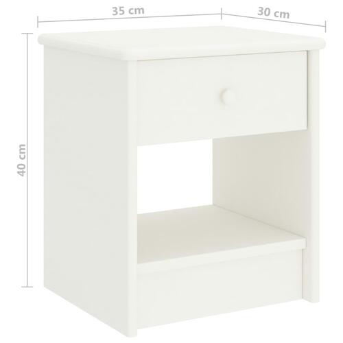 Sengebord 35x30x40 cm massivt fyrretræ hvid