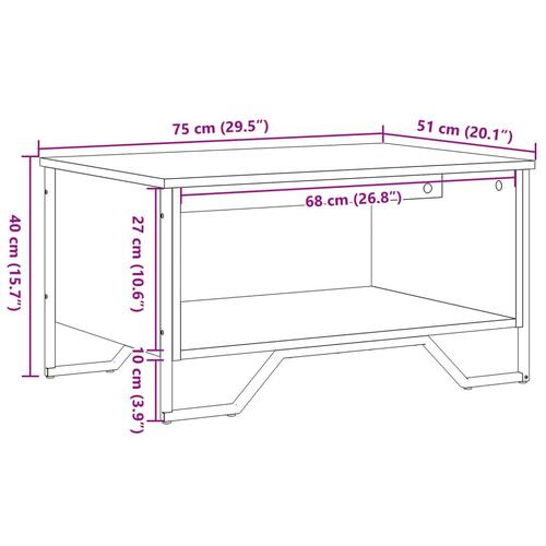 Sofabord 75x51x40 cm konstrueret træ brun egetræsfarve