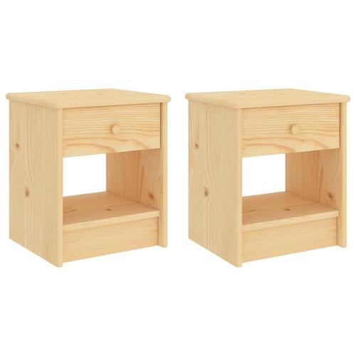 Sengeborde 2 stk. 35x30x40 cm massivt fyrretræ lys træfarve