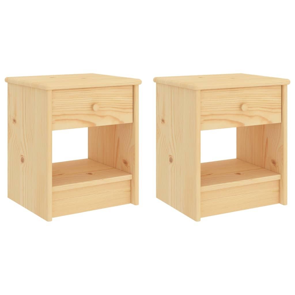Sengeborde 2 stk. 35x30x40 cm massivt fyrretræ lys træfarve