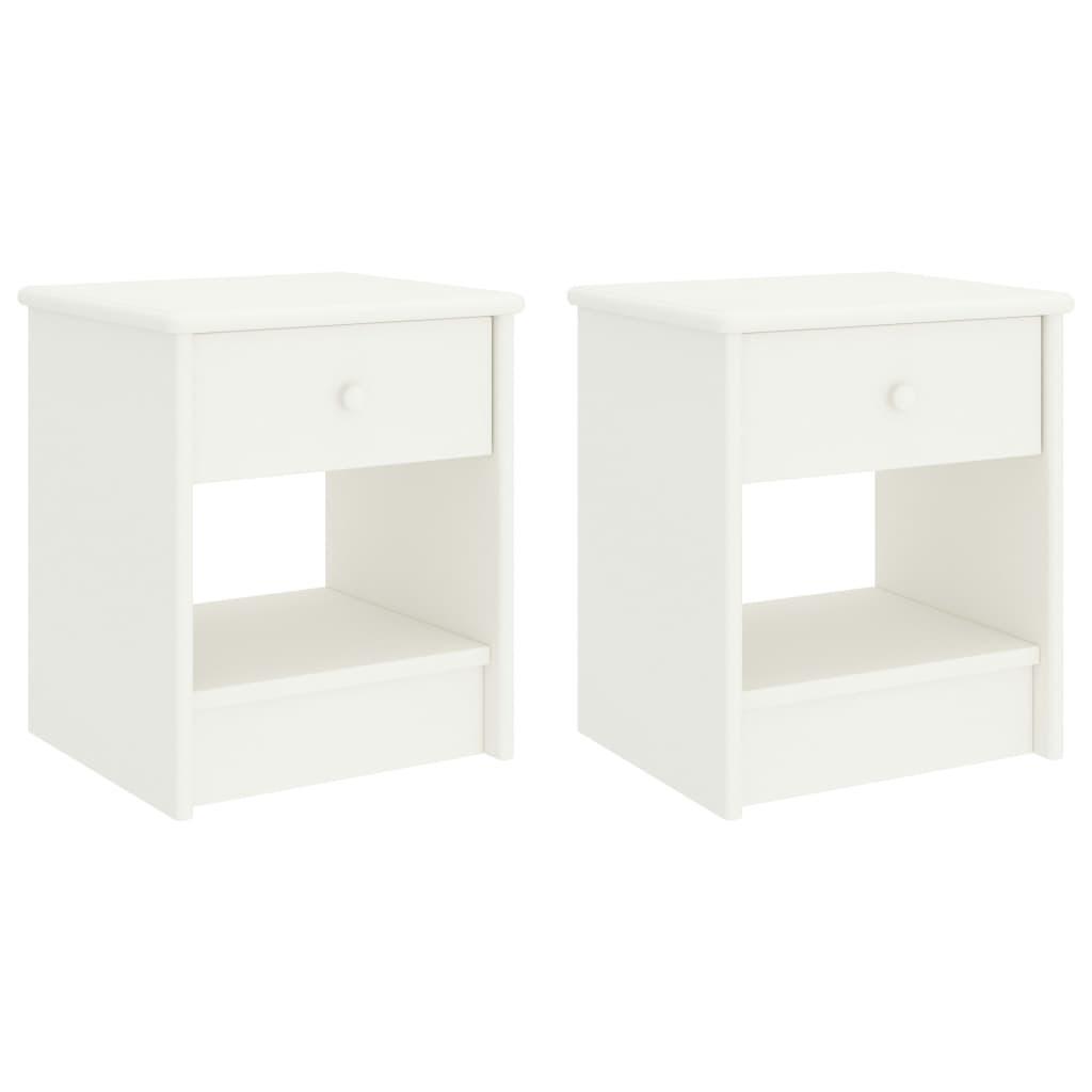 Sengeborde 2 stk. 35x30x40 cm massivt fyrretræ hvid