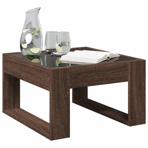 Sofabord med Infinity LED-lys 50x53x30 cm brun egetræsfarve