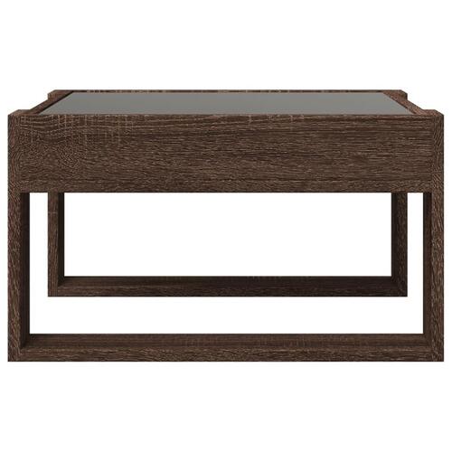 Sofabord med Infinity LED-lys 50x53x30 cm brun egetræsfarve
