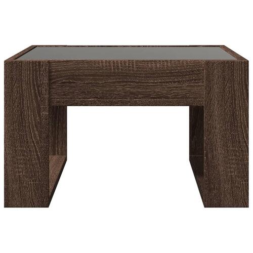 Sofabord med Infinity LED-lys 50x53x30 cm brun egetræsfarve