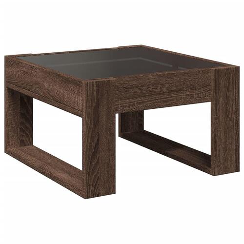 Sofabord med Infinity LED-lys 50x53x30 cm brun egetræsfarve