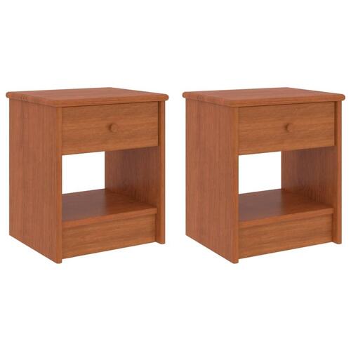 Sengeborde 2 stk. 35x30x40 cm massivt fyrretræ honningbrun