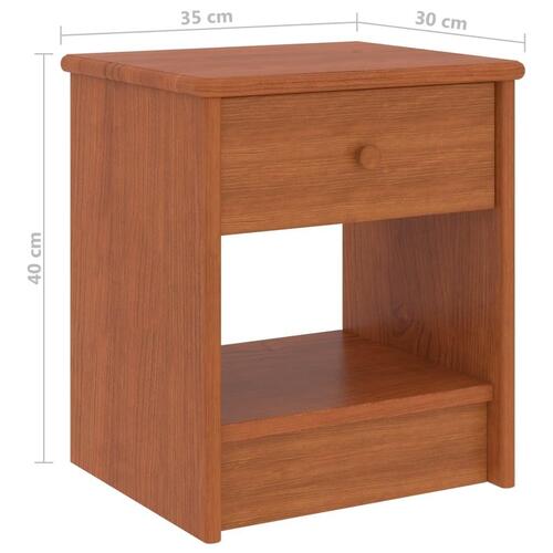 Sengeborde 2 stk. 35x30x40 cm massivt fyrretræ honningbrun