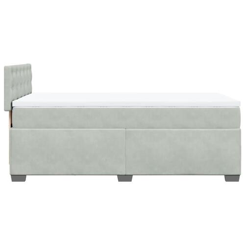 Kontinentalseng med madras 90x200cm fløjl lysegrå