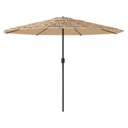 Haveparasol med LED-lys og stålstang 388x388x248 cm brun