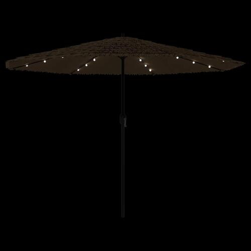 Haveparasol med LED-lys og stålstang 388x388x248 cm brun