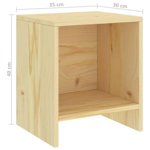 Sengebord 35x30x40 cm massivt fyrretræ lys træfarve