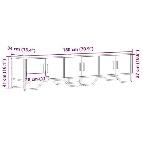 Tv-bord 180x34x41 cm konstrueret træ røget egetræsfarve