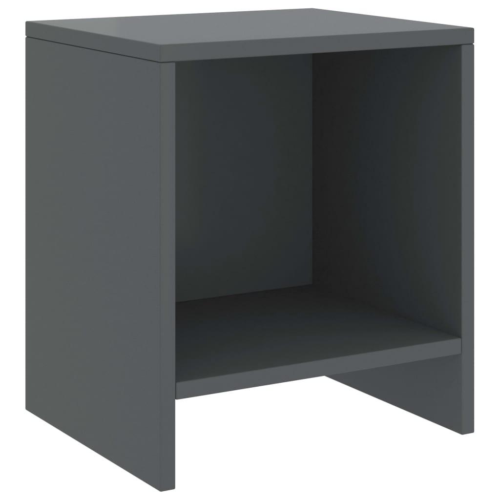 Sengebord 35x30x40 cm massivt fyrretræ mørkegrå