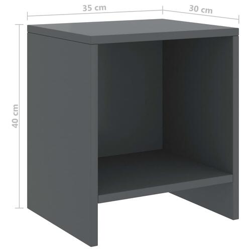 Sengebord 35x30x40 cm massivt fyrretræ mørkegrå