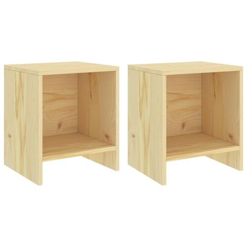 Sengeborde 2 stk. 35x30x40 cm massivt fyrretræ lys træfarve