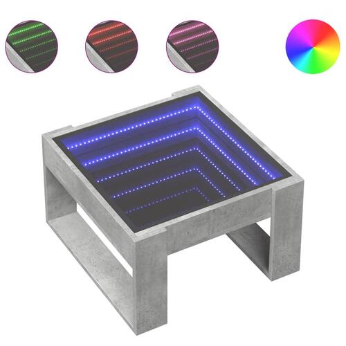 Sofabord med Infinity LED-lys 50x53x30 cm betongrå
