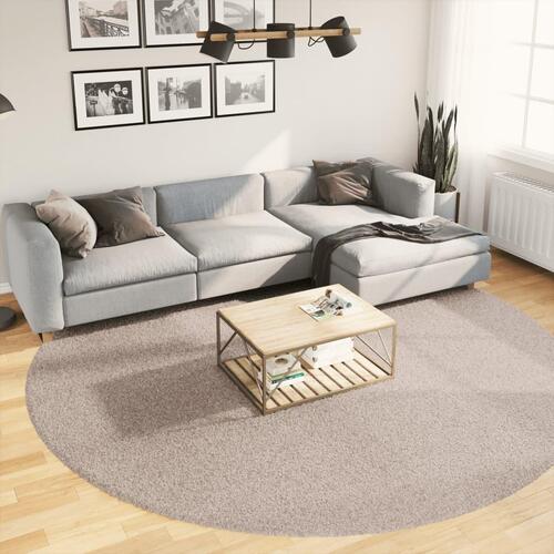 Shaggy gulvtæppe PAMPLONA Ø 280 cm høj luv beige
