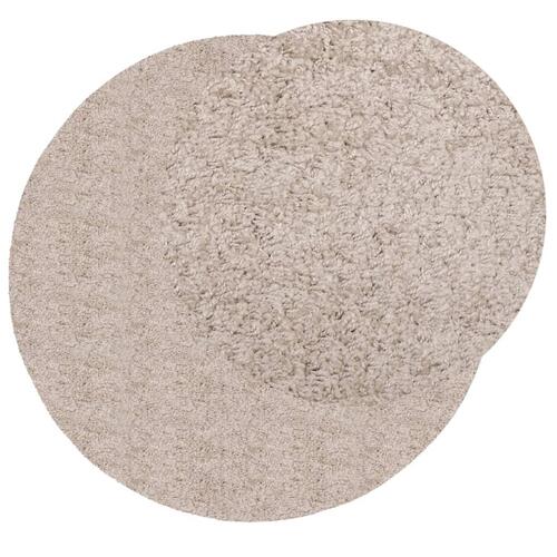 Shaggy gulvtæppe PAMPLONA Ø 280 cm høj luv beige
