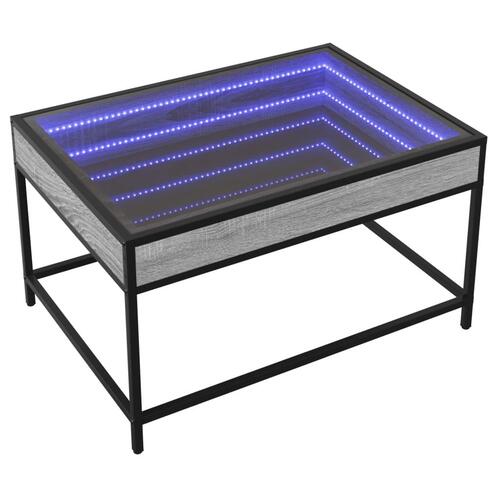 Sofabord med Infinity LED-lys 70x50x41 cm grå sonoma-eg